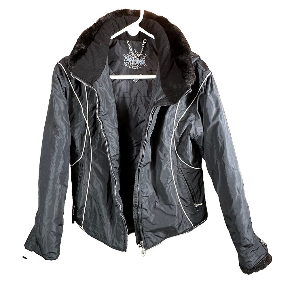 Obermeyer Ladies Sz 10 Black Ski Jacket Coat Thermolite Lauren W/‎ Fur Insulated